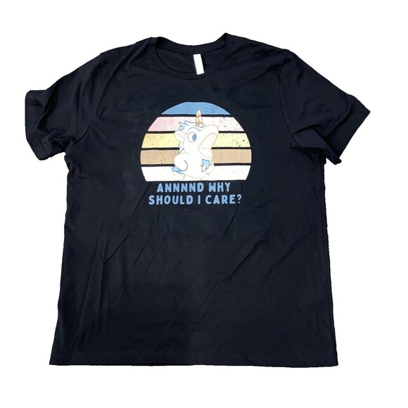 Annnnd Why Should I Care? Funny Sarcastic Unicorn UNISEX 2XL T-Shirt - Picture 1 of 9